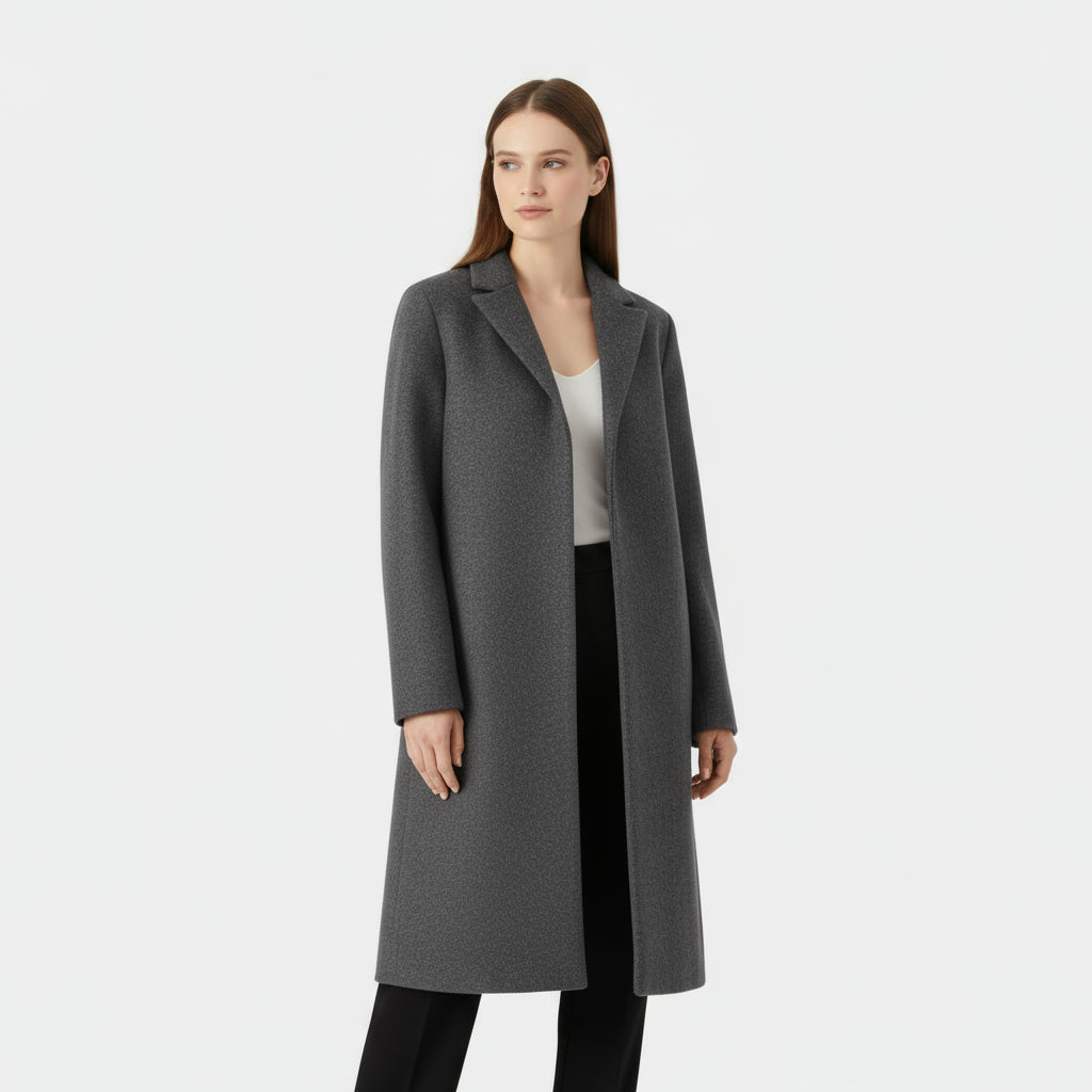 Elegant lang uldlook frakke med klassisk snit