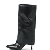 Sorte stiletstøvler med løst skaft og spids snude – Statement High Boots