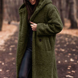 Lang teddyfrakke til kvinder med hætte og ultrablød komfort