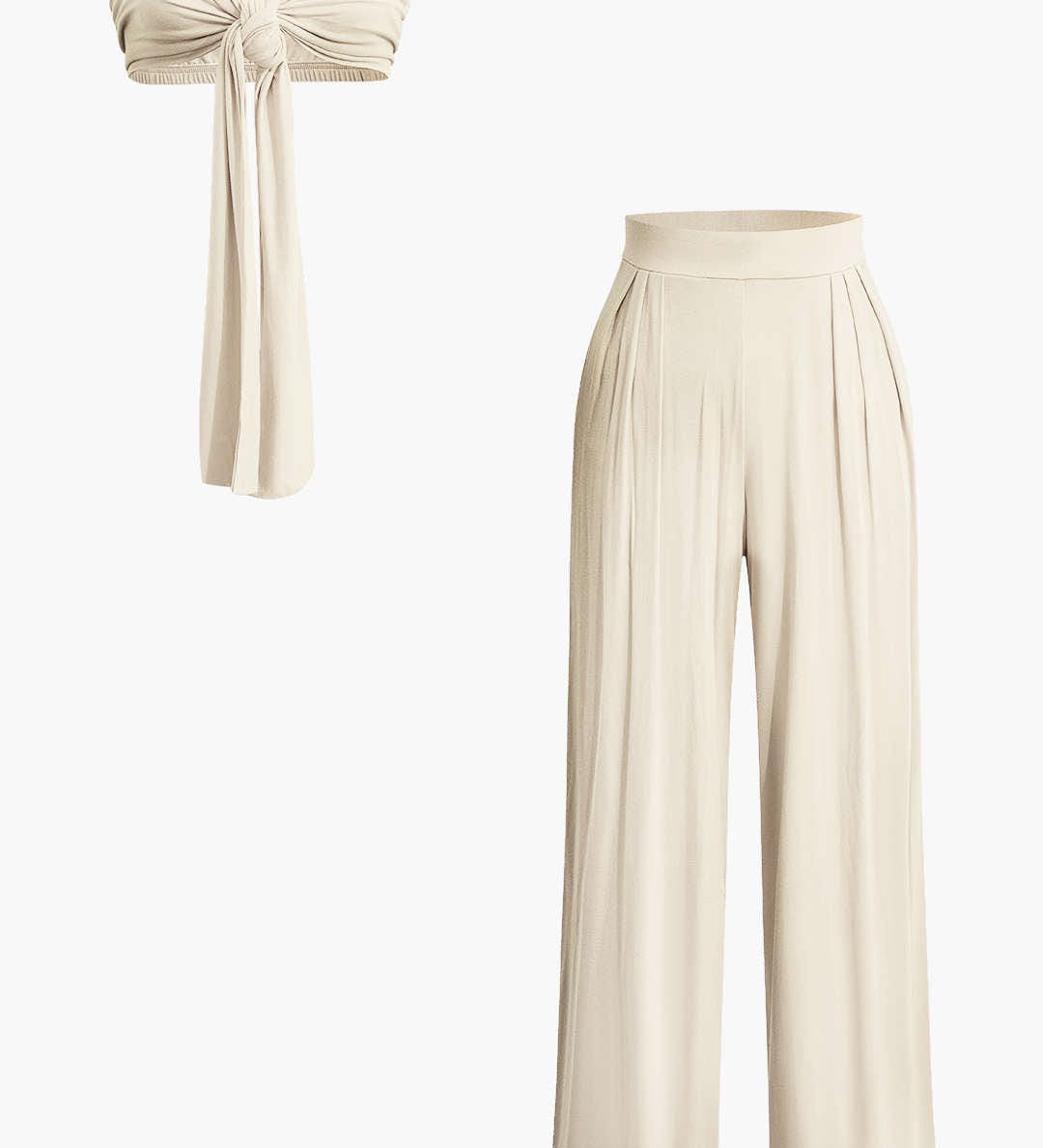 To-delt Sæt med Bandeau Top og Vide Bukser – Sommerlook