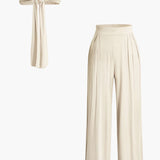 To-delt Sæt med Bandeau Top og Vide Bukser – Sommerlook