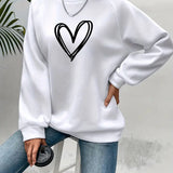 Sweatshirt med Hjertemotiv og Afslappet Pasform