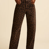 Leopardmønstrede wide leg bukser – moderne komfort og vovet stil