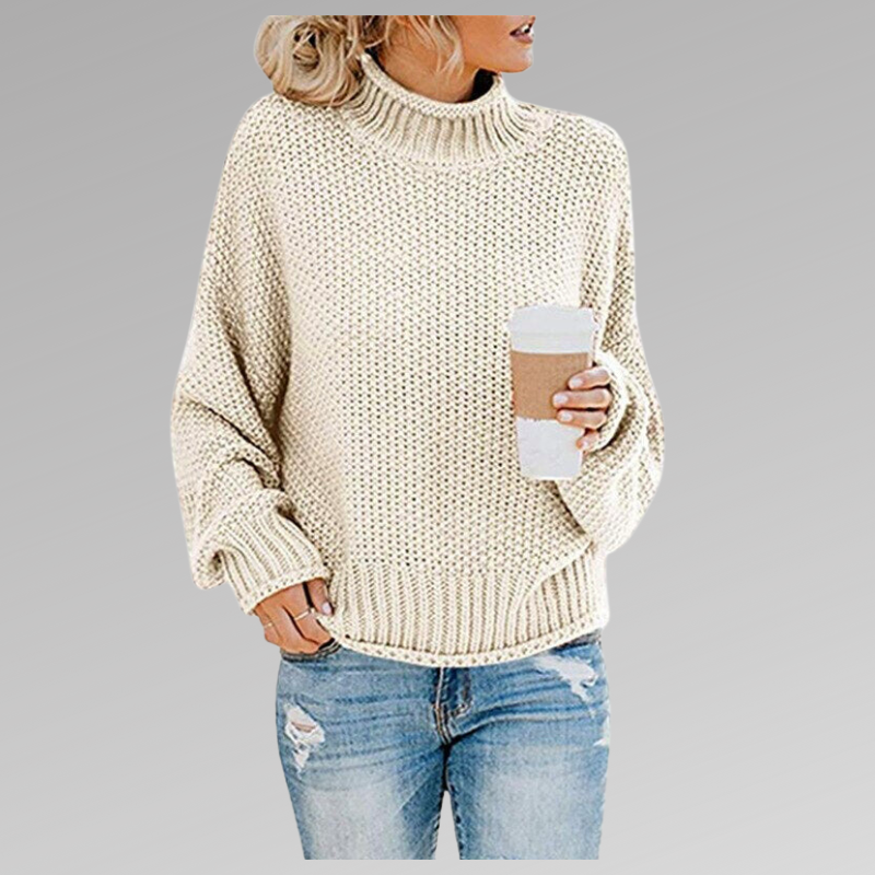 Strikket Rullekrave Sweater med Afslappet Pasform
