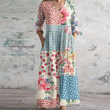 Boheme sommerkjole til kvinder med farverigt patchwork mønster