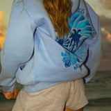 Oversize hoodie til kvinder med strandinspireret print