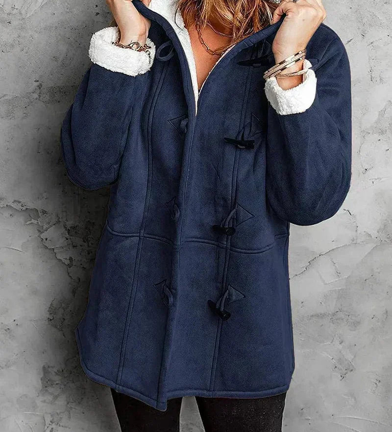 Varm damefrakke med kunstpelsfor – hyggelig vinterjakke i elegant design