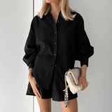 To-delt Broderet Sæt med Skjorte og Shorts – Let Sommerstil