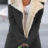 Varm damefrakke med plysfor – stilfuld vinterjakke til hverdag og udendørs brug