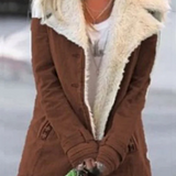 Varm damefrakke med plysfor – stilfuld vinterjakke til hverdag og udendørs brug