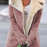 Varm damefrakke med plysfor – stilfuld vinterjakke til hverdag og udendørs brug