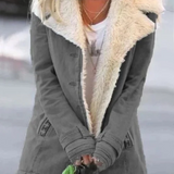 Varm damefrakke med plysfor – stilfuld vinterjakke til hverdag og udendørs brug