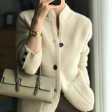 Dame cardigan med knapper og elegant pasform