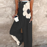 Overalls Jumpsuit med Blomsterprint og Vide Ben