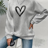 Sweatshirt med Hjertemotiv og Afslappet Pasform