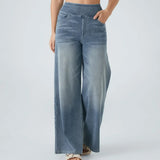 Højtaljede stretch wide-leg jeans – formende og komfortable