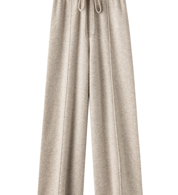 Strikkede Brede Bukser med Elastisk Talje – Elegant Komfort