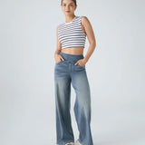Højtaljede stretch wide-leg jeans – formende og komfortable