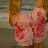 Oversize hoodie til kvinder med strandinspireret print