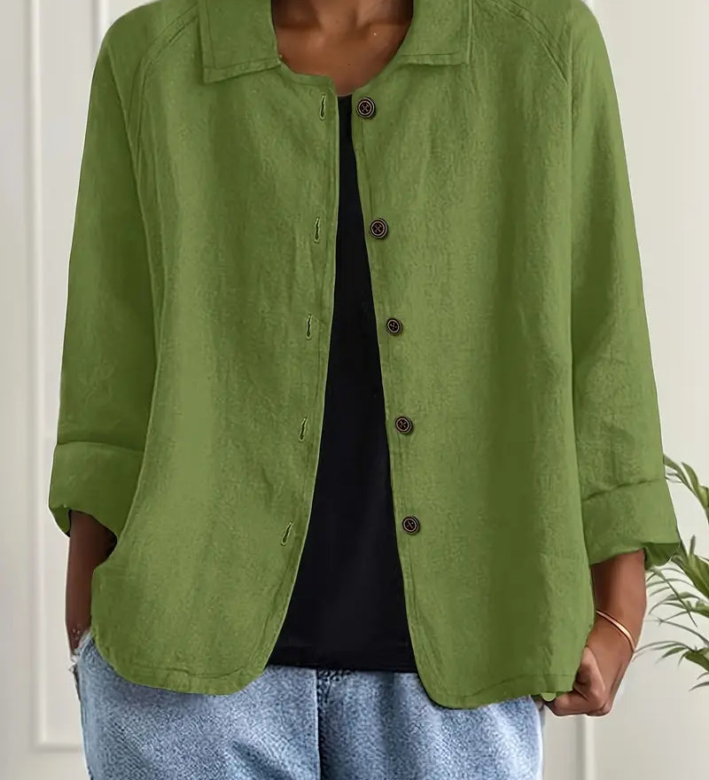 Let Hørjakke med Afslappet Pasform og Elegant Hverdagsstil