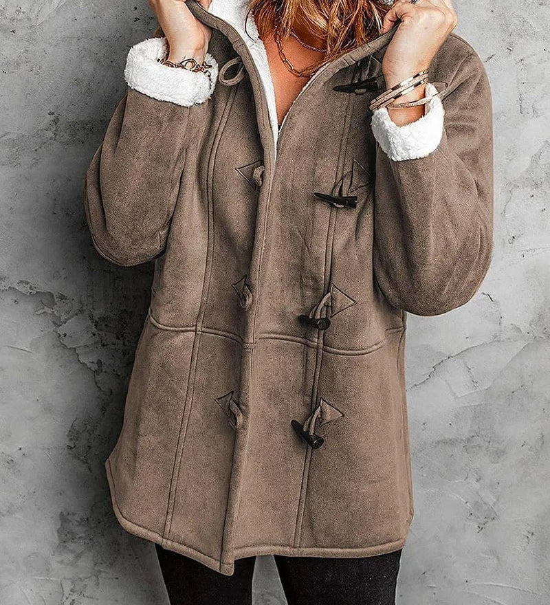 Varm damefrakke med kunstpelsfor – hyggelig vinterjakke i elegant design