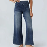 Højtaljede stretch wide-leg jeans – formende og komfortable
