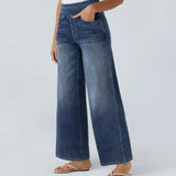 Højtaljede stretch wide-leg jeans – formende og komfortable
