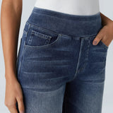 Højtaljede stretch wide-leg jeans – formende og komfortable