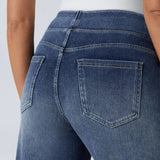 Højtaljede stretch wide-leg jeans – formende og komfortable