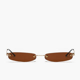 Minimalistiske Solbriller – Rimless Design & Guldstænger
