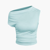 To-delt Sæt med Asymmetrisk Top og Knyttet Mini Nederdel – Minimal Chic