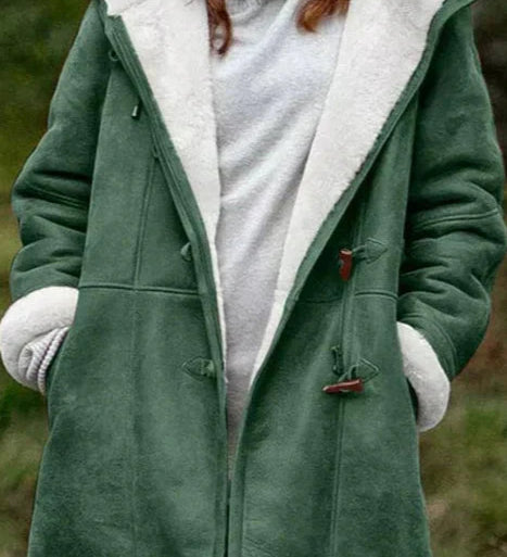 Varm damefrakke med kunstpelsfor – hyggelig vinterjakke i elegant design