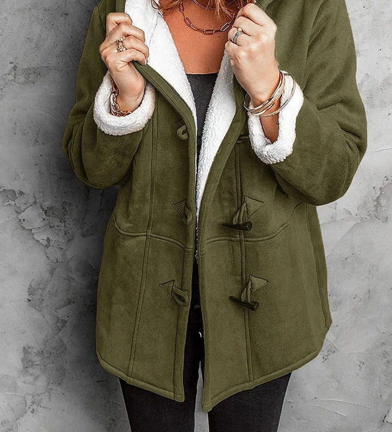 Varm damefrakke med kunstpelsfor – hyggelig vinterjakke i elegant design