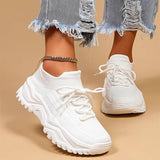 Chunky sneakers til kvinder med strikdesign og høj sål