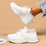 Chunky sneakers til kvinder med strikdesign og høj sål
