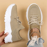Chunky sneakers til kvinder med strikdesign og høj sål