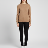 Klassisk Strikket Dame Sweater med Rund Hals