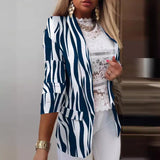 Dameblazer med Sommerfugleprint og Elegant Let Pasform