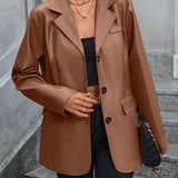 Afslappet Oversize Dameblazer med Klassisk Knaplukning