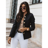 Militærinspireret dame blazer – elegant med guldknapper