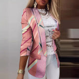 Dameblazer med Sommerfugleprint og Elegant Let Pasform