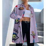 Lang Dame Skjorte med Abstrakt Kunstprint – Statement Stil