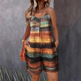 Sommer romper med stropper og boheme striber