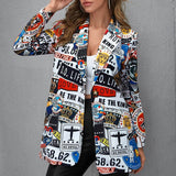 Statement dame blazer – kunstnerisk print og moderne stil