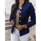 Militærinspireret dame blazer – elegant med guldknapper