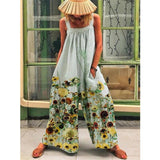 Boheme Jumpsuit med Store Blomster og Løs Pasform