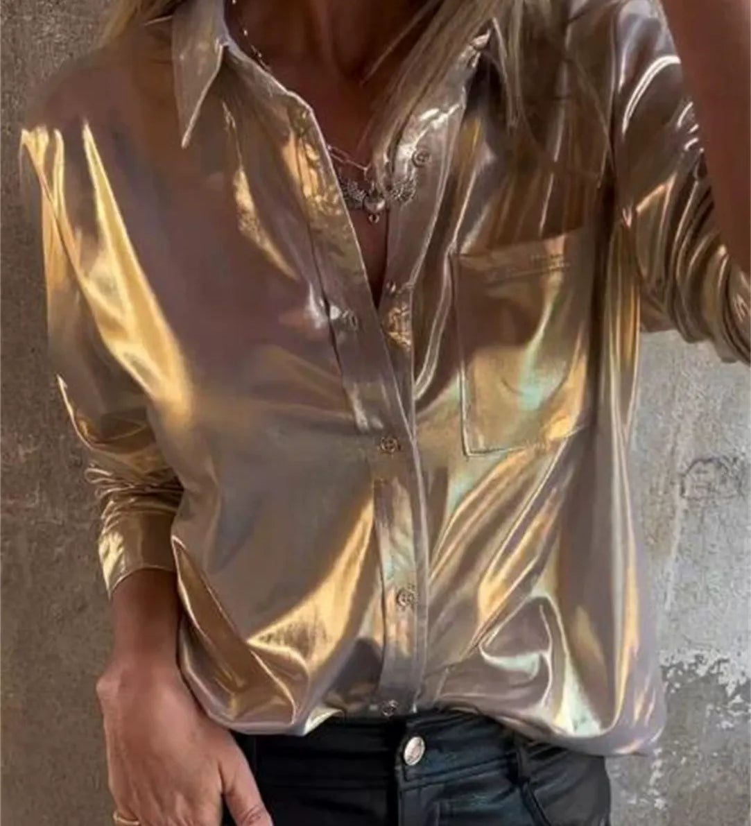Skjorte med Metallic Effekt
