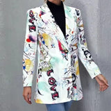 Statement dame blazer – kunstnerisk print og moderne stil