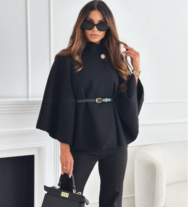 Elegant poncho med bælte til kvinder – stilfuldt og komfortabelt look