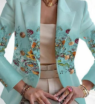 Dame blazer – elegant design med blomsterprint
